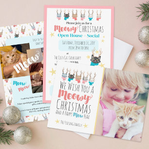 Meowy Kerst Kat Shelter Open Huis Feest Event Kaart