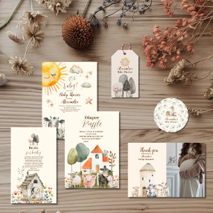 Oh Baby Farm Animals Baby shower Boeken voor Baby Informatiekaartje