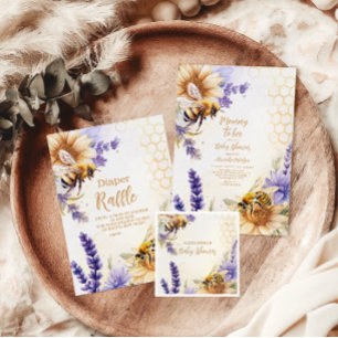  mama naar Bee Yellow Paarse Flo Baby shower Servet