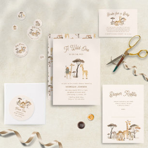 Wild Safari Animals Baby shower Wensen voor Baby Informatiekaartje