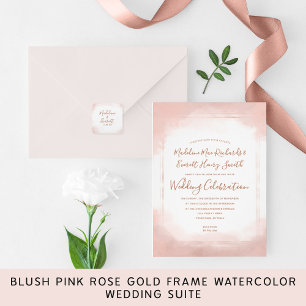 Blush Roze & Roos Goud Magnetische Bruiloft Uitnod Magnetische Uitnodiging