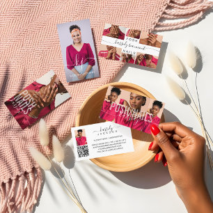 Elegant Script Calligraphy Monogram Logo & Foto Visitekaartje