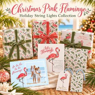 Terugkeeradres voor kerstvakantie Pink Famingos Etiket