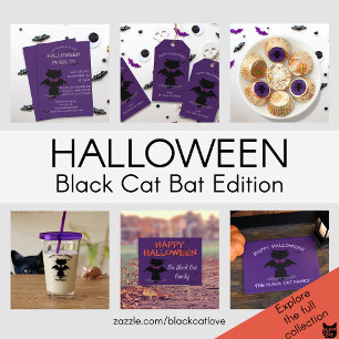 Leuke zwarte kat vleermuis Kinder Halloween Party  Papieren Bekers