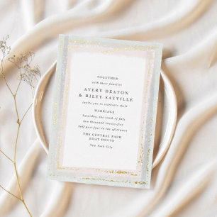 Gold Foil Waterverf Border Wedding Invitation Foi Folie Uitnodiging