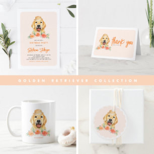 Schattigee Golden Retriever en Perzikbloemen Verja Servet