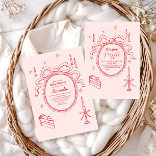 Schets Hand getrokken boog Baby shower Diapper Raf Informatiekaartje