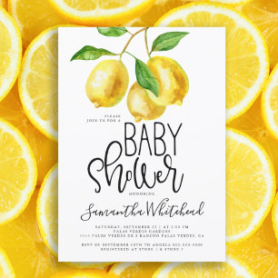 Lemon Drop Waterverf Boeken voor Baby shower All In One Uitnodiging