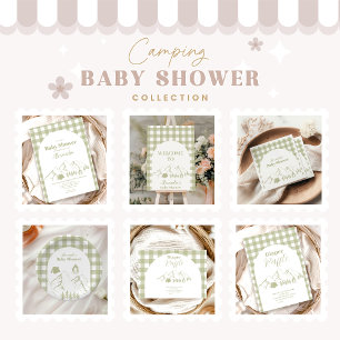 Green Camping Baby shower Acryl Uitnodigingen