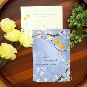 Monogrammed Rustic Blue Country Wedding Kaart