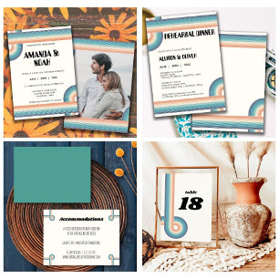  Retro Old Style 70s Wedding Invitation Kaart