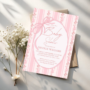 Roze strepen retro strik rand elegante baby shower papieren bordje