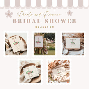 Blush Roos Parels en Prosecco Vrijgezellenfeest Kaart