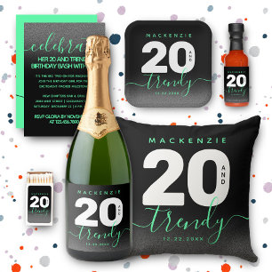 Modern Girly Mint Green 20 en Trendy Verjaardag Kaart