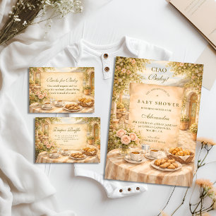 Italiaanse Café Tuin Baby Shower Kaart