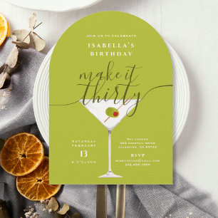 Maak er dertig groene Martini 30e verjaardagsfeest Ronde Sticker