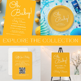 Oh Baby Modern Minimal Yellow Summer Baby shower Folie Uitnodiging