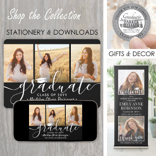 4 Foto Afstuderen Collage Black en White Script Aankondiging