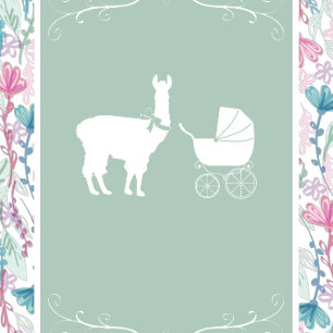 Llama Baby shower Cute Pink Girl Mama Invitation Kaart