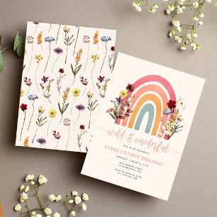 Boho Wild & Onederful Bloem Regenboog 1e Verjaarda Servet