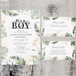 Safari Palm Leaves Baby shower Luier Raffle Informatiekaartje