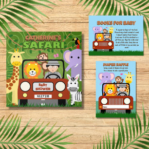 Oerwoud Safari Leuke Dieren Wild Een Baby shower Drieluik Uitnodiging