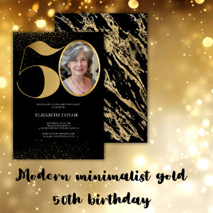 Moderne minimalistische faux gouden glitter 50ste  bedankkaart