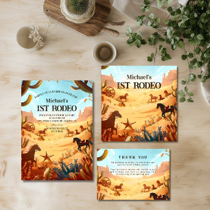 Rustige Cowboy Rodeo 1e Verjaardagsfeest Papieren Bordje