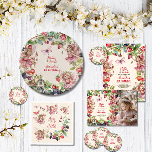 Magische Fairy Strawberry Garden Pixie 1e Verjaard Kaart