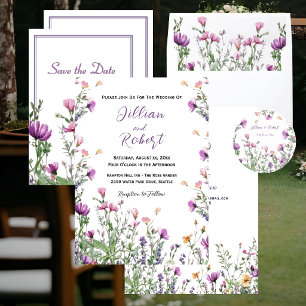 Tuin met wilde bloemen Elegante Paarse Huwelijkson Spandoek