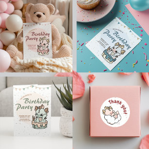Pastel Roze Gele Baby Dragon Bedankt Stickers