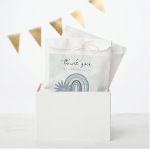 Waterverf Regenboog Daisy Boho Baby Jongen Douche  Vierkante Sticker