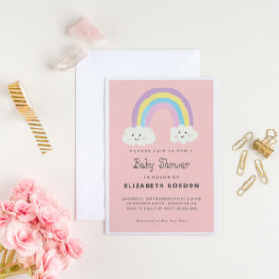 Rainbow Baby shower Boy Blue Cute Kawaii Modern Briefkaart