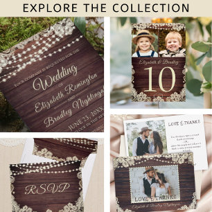 Budget Rustic Lights Jars Lace Wedding Invitation
