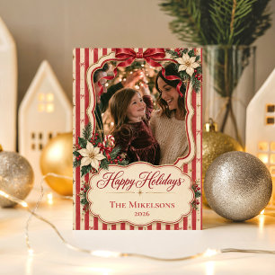 Coquette Retro Candy Stripe Kerstmis Cadeaupapier