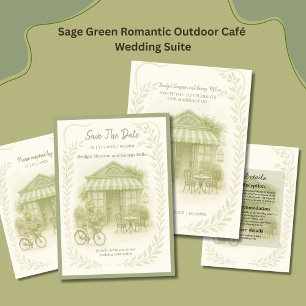 salie groene romantische trouwdag buiten café menu