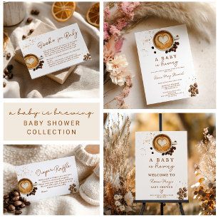 Modern Herfst Koffie Baby shower Luier Baby shower Informatiekaartje
