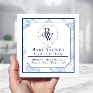 Blauwe Toile de Jouy Baby Shower Servetten