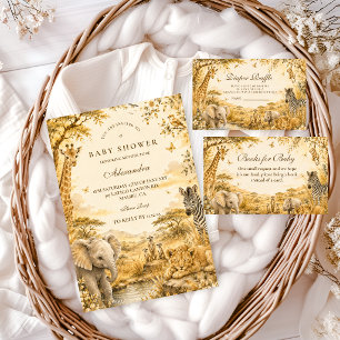 Tijdloze Gouden Safari Jongen Baby Shower Kaart
