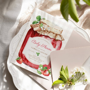 Berry Sweet Aardbei Jam Roze Baby shower Kaart