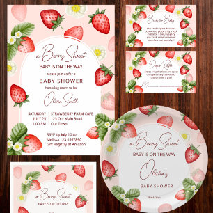 Aardbei baby shower luier loterij informatiekaartje