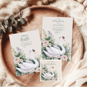 Soft Blush Swan Princess Baby shower Papieren Bordje