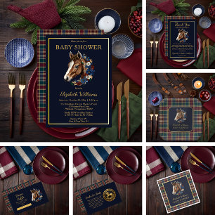 Preppy Equestrian Veulen Bloemen Flat Dank u kaart