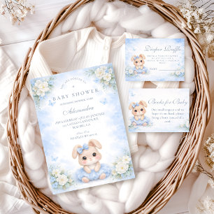 Blauwe Konijn Bloemige Baby Shower Servet