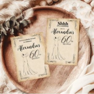  elegante jurk 60e verrassingsverjaardagsfeestje kaart