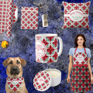 Modern Poinsettia patroon kerst witte achtergrond Servet