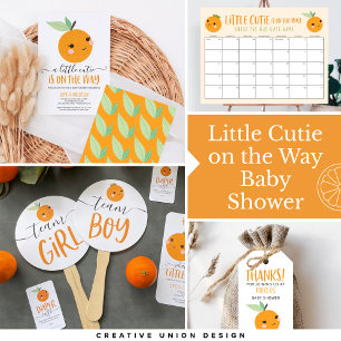 Oranje klein Baby shower Citrus modern Kaart