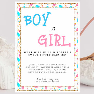 Geslacht onthullen Kaart van de diapere Raffle Tic