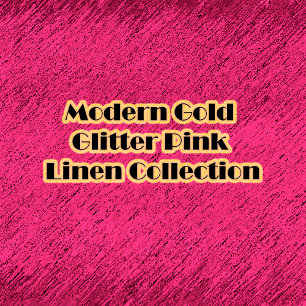 Modern Gold Glitter Pink Linen Monogrammed Grote Klok