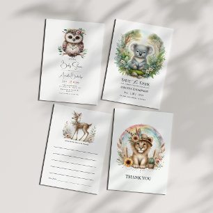 Boho Chic Bos Dieren Baby Shower Kaart